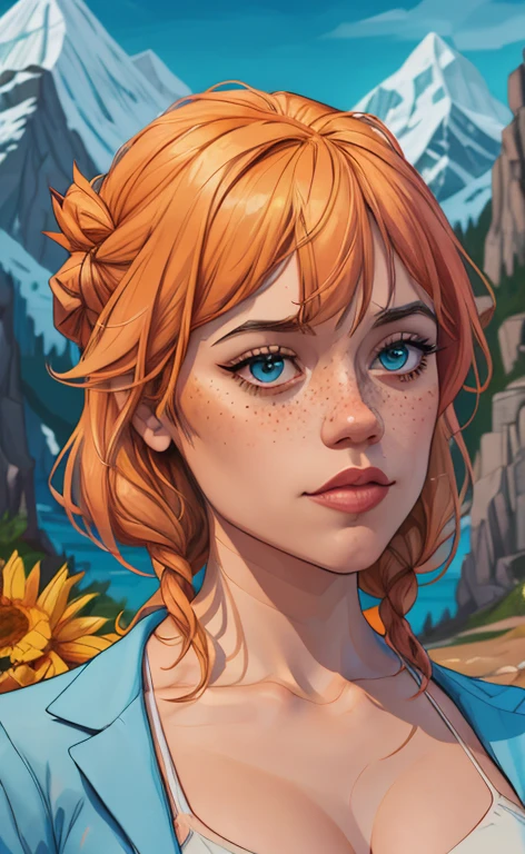 Beautiful portrait mode pose Cartoon character in dynamic pose two women together with freckles on their faces Disney princess Queen Anna of Arendelle with 1,60cm on the left and together with a symmetrical body and beautiful breasts, corpo bem definido, delicado e sensual, estilo de desenho animado, digital illustration Portrait mode a close up of two women Cartoon style digital illustration in bikinis in front of a mountain, artegerm e lois van baarle, artegerm e atey ghailan, modelo uniforme | artegerm, artegerm e Genzoman, artegerm comic, como visto em artegerm, artegerm e wlop, artegerm and rossdraws style digital illustration cartoon style