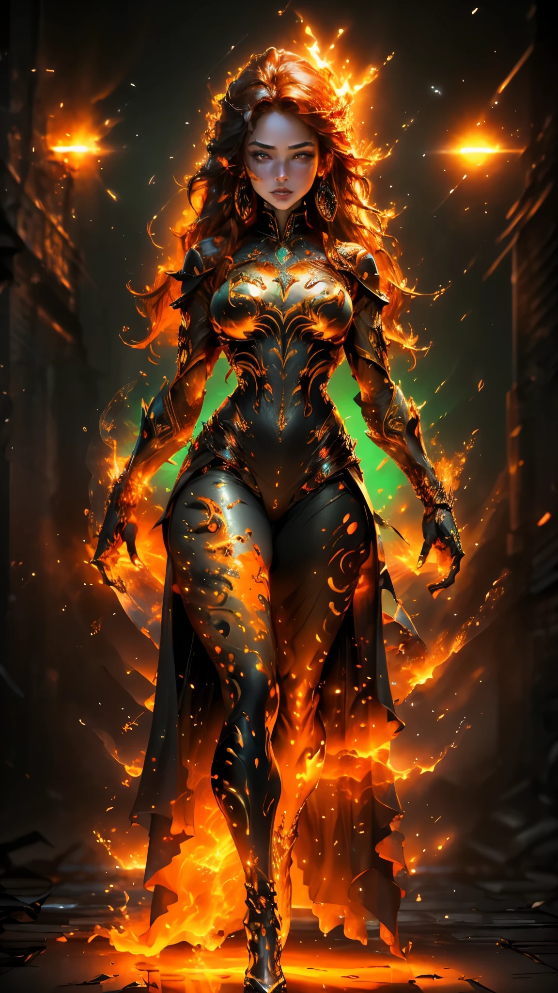 masterpiece, best quality, (extremely detailed CG unity 8k wallpaper, masterpiece, best quality, ultra-detailed, best shadow), (detailed background), (beautiful detailed face, beautiful detailed eyes), High contrast, (best illumination, an extremely delicate and beautiful),1girl,((colourful paint splashes on transparent background, dulux,)), ((caustic)), dynamic angle,beautiful detailed glow,full body, blood splash on face. , realistic anime 3 d style, 8k.ultra8k.best.gteatest.This is a realistic fantasy artwork prominently featuring realistic fire, including wisps of flames, glowing hot embers, subtle curls of smoke, and a beautiful fire druid. The druid stands in the midst of a raging inferno with an interesting composition. Her face is expertly sculpted, with elegant and refined features and perfect shading and realistic skin texture. Her (orange and gold eyes) are stunning and are the focal point of this image. (Her eyes extremely detailed, beautiful detailed eyes, and macro). Her eyes feature intricate detailing with clearly defined irises and bright sclera. Her soft lips are smooth and very puffy, and her skin is adorned with a light flush and ornate fire detailing. Her long gown is stunning and expensive, and is made of pure flames and glittering, ornate jewels that glimmer in the fire light. Her billowing gown glitters from the flames and features a delicately and intricately embroidered bodice with wisps of flames running across it. Include fantasy elements like bumps, stones, fiery iridescence, glowing embers, silk, and an interesting background. Include fiery magical creatures such as fiery birds and fiery butterflies that give off a magical and mystical aura. Lighting: Utilize the latest trends in lighting to enhance the artwork's beauty. Camera: Utilize dynamic composition to create a sense of urgency and excitement. Take inspiration from the current masters of the fantasy genre, including trending artists on Artstation and Midjourney. ((masterpiece))