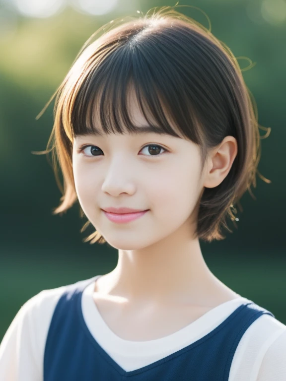 Neat and clean elementary school girl, Small person々.,Pixie Cut Hair、 (slim, small, flat, small), Black Hair, Realistic portraits, detailed, detailedな肌の質感, detailedพิเศษ, Delicate clavicle, smile, ใบหน้าที่มีdetailedสูง, detailedな唇, ดวงตาที่มีdetailed, (10-year-old girl)、Delicate eyebrows、Short neck、Professional photography、(Looking at the audience.)、Silk dress、(Unique and beautiful girl)、30mm prime lens、Soft Focus、Narrow eyes、I have pores.、Half Russian and half Japanese.