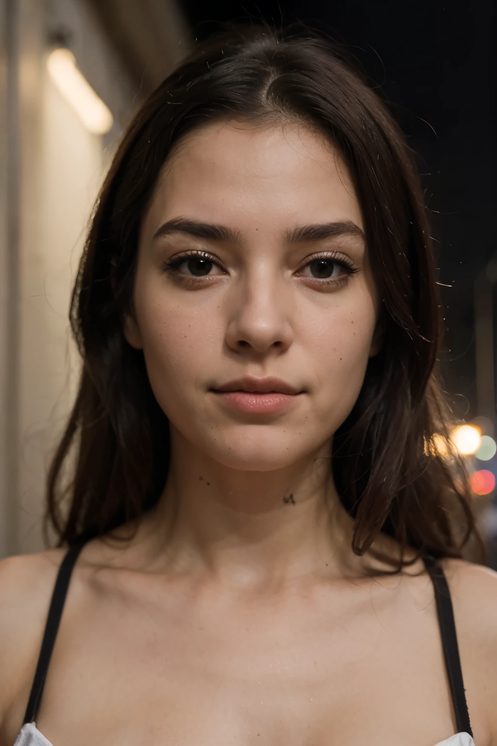 ((melhor qualidade)), ((Realism)), (mulher na rua a noite caminhando), rosto perfeito