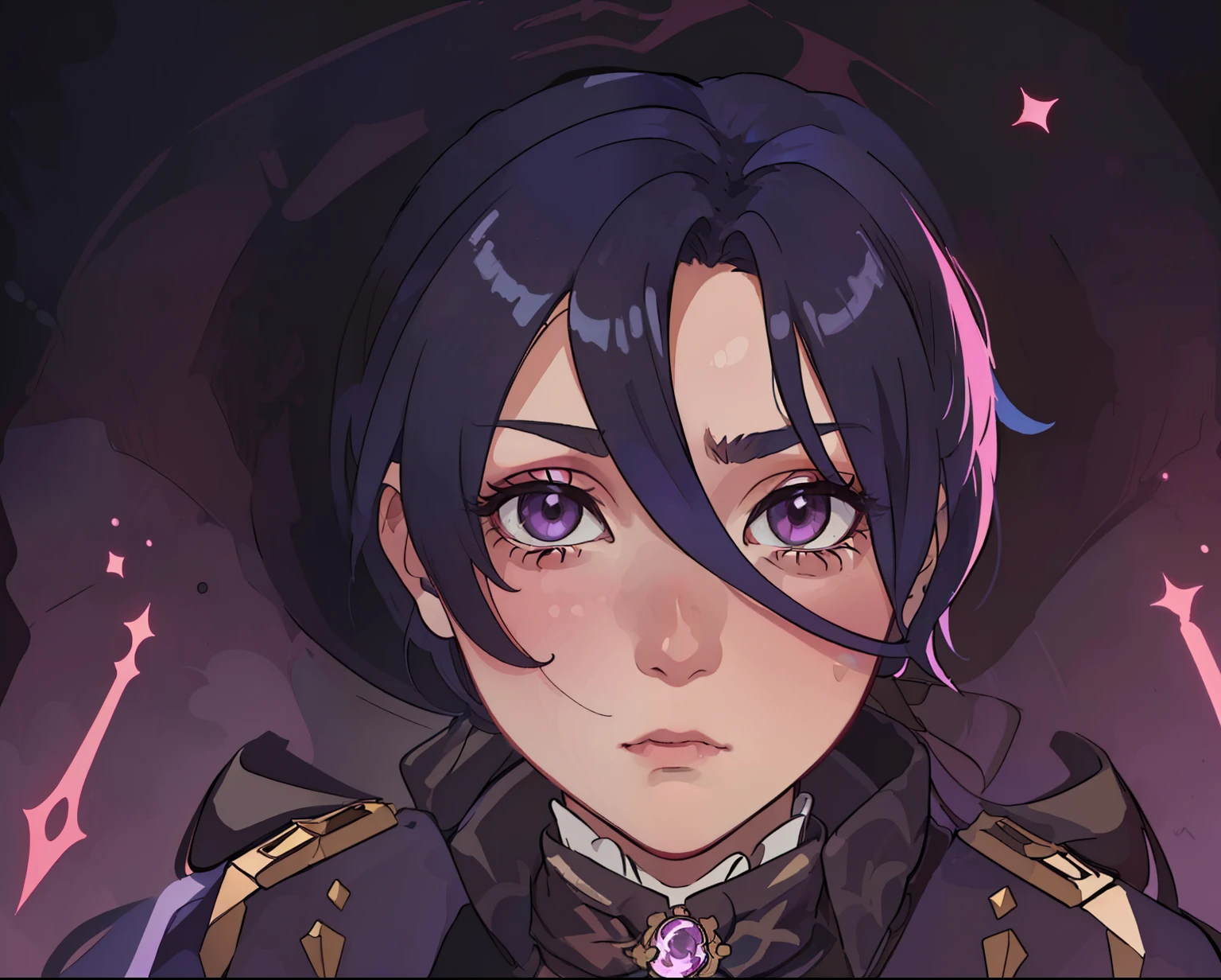 clorinde, clorinde (genshin impact), a close up of a person with a scarf on ,sad face