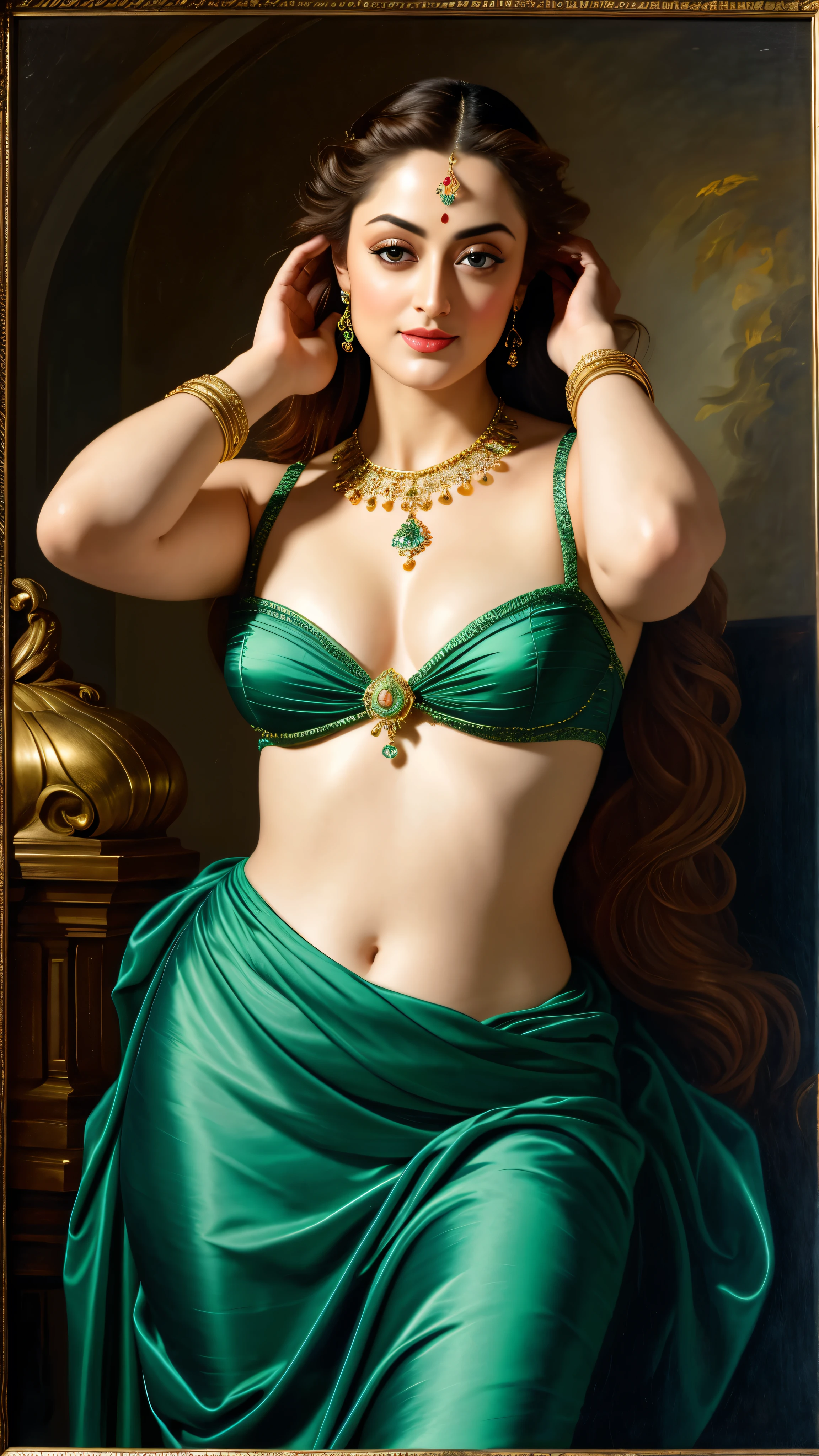 Looks like Sandeepa Dhar Masterpiece, Best quality, high clarity eyes, beautifully styled hair, critically flawless,sharp picture, Full portrait, High pixels, perfect face, perfect eyes, beautiful face, perfect hands,perfect fingers, in Peter Paul Rubens style, by Peter Paul Rubens, baroque style, acrylic on canvas, highly detailed, description: "Create a nymph inspired by the tales of Greek or Roman mythology, embodying the essence of a natural element or location, and possessing a unique ability or trait that sets her apart.", 1 female,