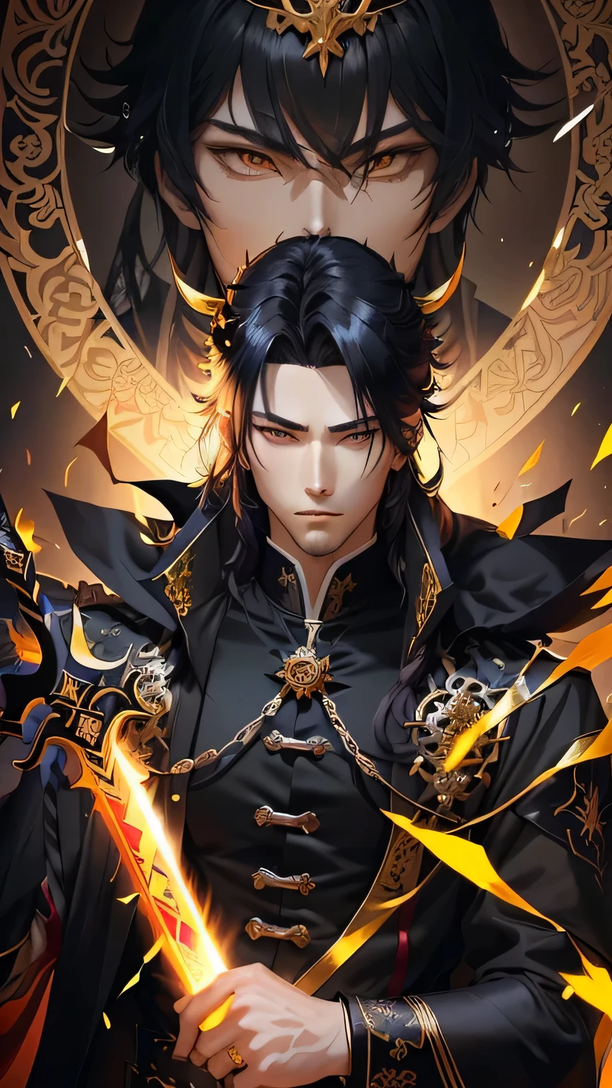 anime - style image of a man with a sword and a woman with a crown, handsome guy in demon slayer art, by Yang J, heise jinyao, key anime art, beautiful androgynous prince, handsome japanese demon boy, g liulian art style, beautiful male god of death, keqing from genshin impact, demon slayer rui fanart