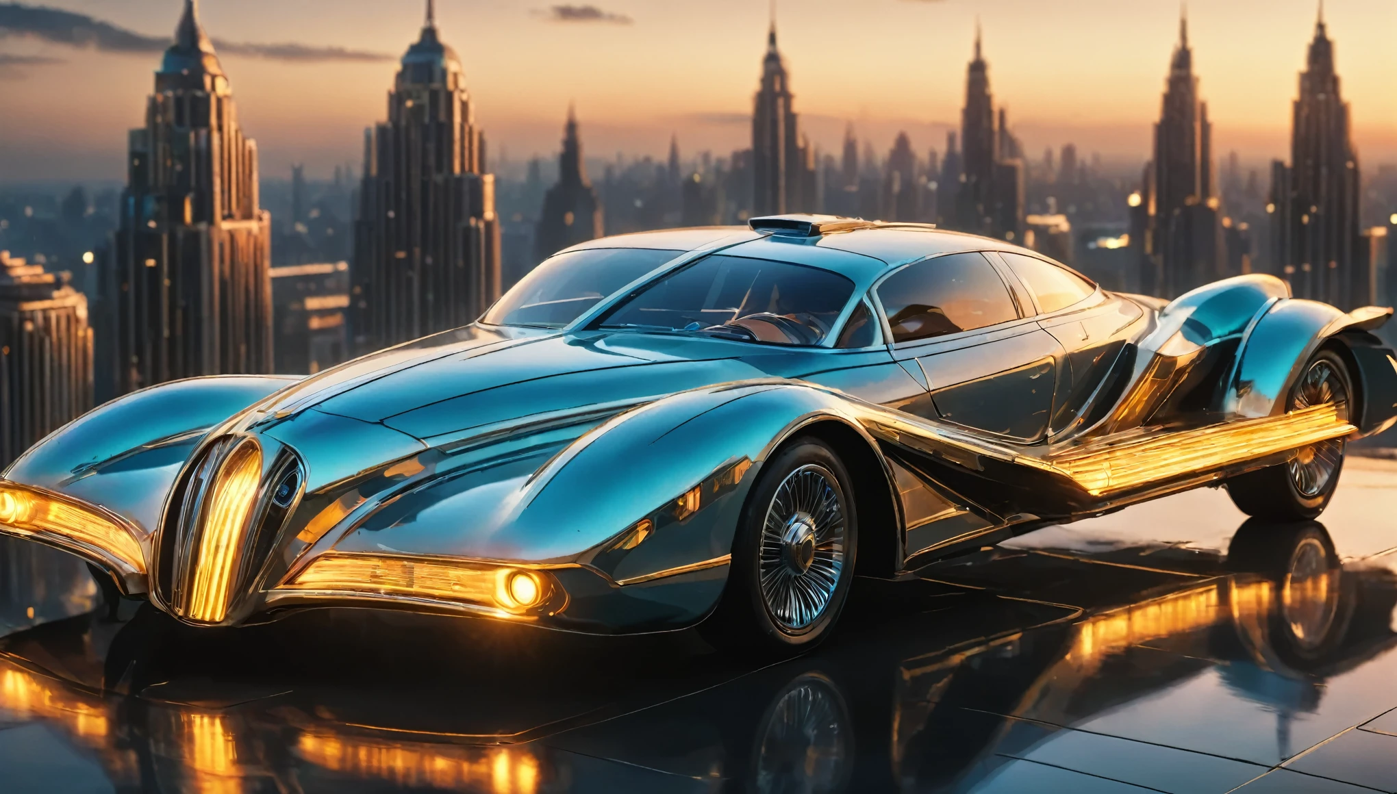 art deco style flying car, art deco sci-fi,

(best quality,4k,8K,High resolution,masterpiece:1.2),Extremely detailed,(Practical,photoPractical,photo-Practical:1.37),HDR,Ultra HD,Studio Lighting,Super Fine,Clear focus,Physically Based Rendering,Extremely detailed的描述,professional,Bright colors,Bokeh.