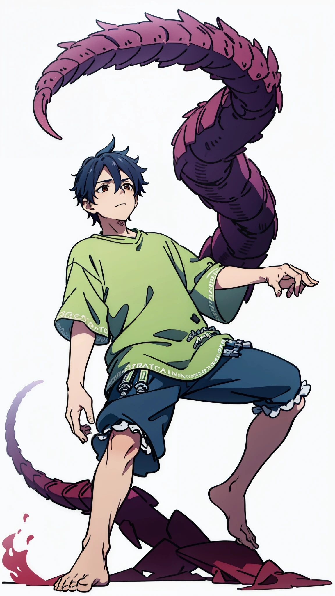1boy,dragon tail,white background,full body