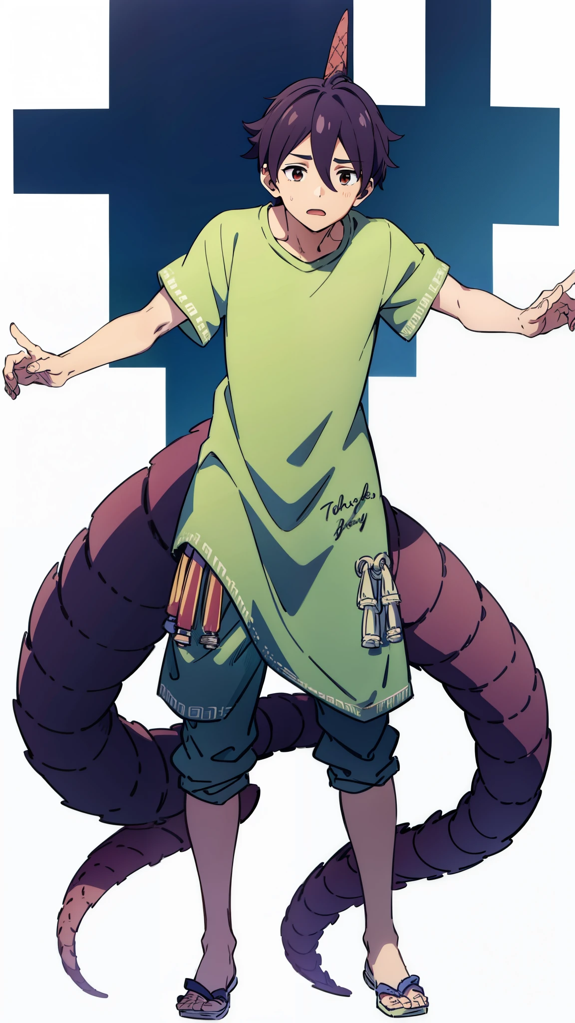 1boy,dragon tail,white background,full body