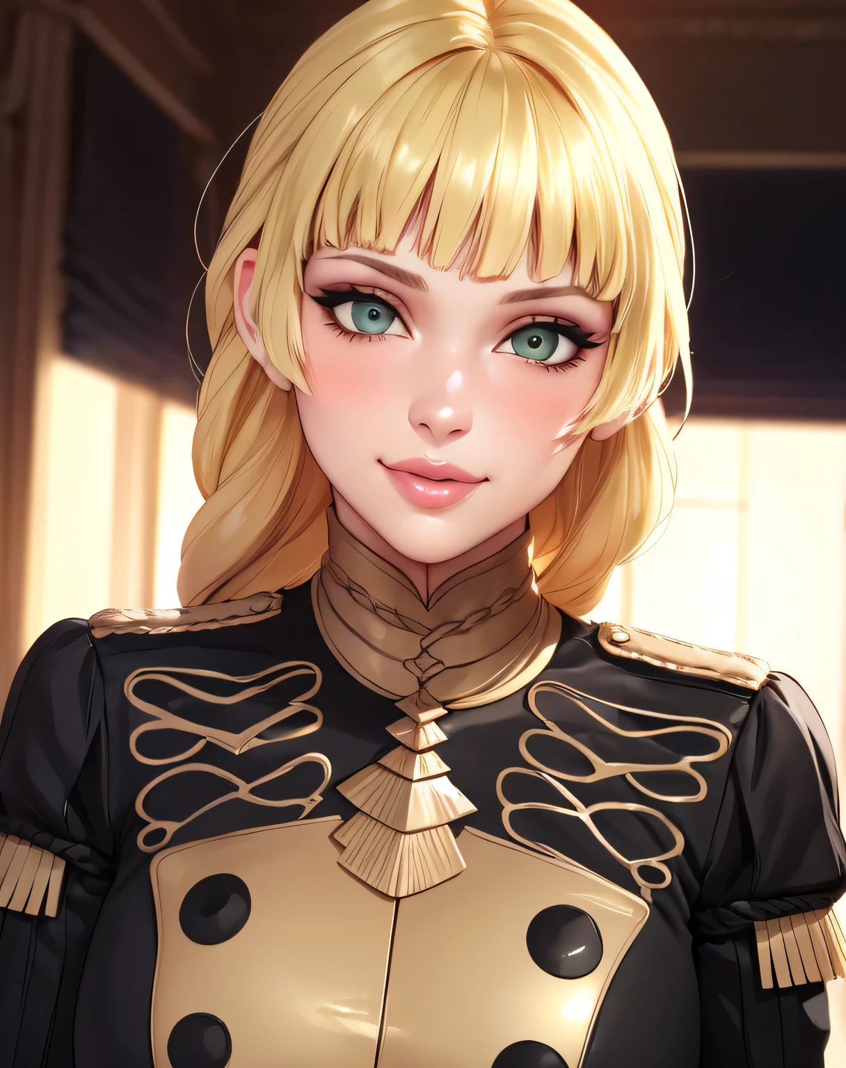 defIngrid, bangs, braided ponytail 2.0, black jacket, masterpiece, best quality, ultra-detailed), realistic style, very close up shot 2.0, gmuniform, gmuniform, garden 2.0, looking at viewer 2.0, perfect eyes 2.0, blushing, face shot 2.0, face shot 2.0, face shot 2.0, face shot 2.0, very sexy smile 2.0, very luscious lips 2.0,, very heavy eyeshadow 2.0, very heavy makeup 2.0, round face, very thick lips 2.0, very glossy lips 2.0, very pouty lips 2.0, shiny skin, lustrous skin 2.0, plump lips 2.0, incredibly pretty 2.0, incredibly beautiful 2.0, supermodel face 2.0, very sexy 2.0, face shot 2.0, face shot 2.0, perfect eyes, cute nose, very sexy smile 2.0, very luscious lips 2.0,, very heavy eyeshadow 2.0, very heavy makeup 2.0, round face, very thick lips 2.0, very glossy lips 2.0, very pouty lips 2.0, shiny skin, lustrous skin 2.0, plump lips 2.0, incredibly pretty 2.0, incredibly beautiful 2.0, supermodel face 2.0, very sexy 2.0, very sexy smile 2.0, very luscious lips 2.0,, very heavy eyeshadow 2.0, very heavy makeup 2.0, round face, very thick lips 2.0, very glossy lips 2.0, very pouty lips 2.0, shiny skin, lustrous skin 2.0, plump lips 2.0, incredibly pretty 2.0, incredibly beautiful 2.0, supermodel face 2.0, very sexy 2.0, blond hair, very close up shot 2.0, looking at viewer 2.0, green eyes, very sexy 2.0, very heavy eyeshadow 2.0, very heavy makeup 2.0, very sexy smile 2.0