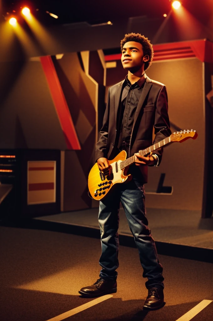 Rock band performance scene,black boy,realistic