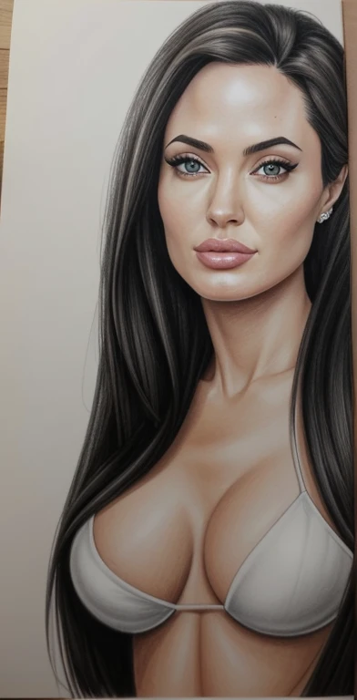 um desenho de uma mulher com cabelo comprido e um colar, Retrato de Salma Hayek, retrato de megan fox, pencil draw, pencil drawing, belo retrato detalhado, desenho realista, retrato detalhado de beleza, pencil draw, retrato de angelina Jolie, Retrato de Megan Fox, desenho de realismo, lindo retrato de uma mulher, realistic sketch, desenho de retrato profissional, pencil painting, designer pencil draw