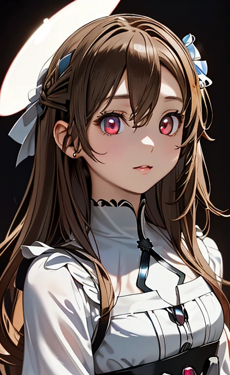 (Photorealistic:1.4)、(asuna,20-year-old:1.5),(masterpiece、lens flare:1.5、spot light:1.2、Exquisite beautiful eyeonochrome:1.5,portlate、)(),()
、Cute Face、 3D Face、(brown hair:1.5)、(wavy hair:1.3),(1 woman)、(Red eyes:1.2)、(cowboy shot)、(clear face:1.5)、(head tilt) ,(Cute face:1.2),(flat chest),(),kind face,(white lace frilled gothic ta),(black background:1.5)、(glowing eyes:1.3)、(little crown:1.3)、 Neat and clean、Adorable、Slim Body(Tareme:1.5),Shiny Hair、(Glowing pink Skin)、Nijisketch,Manga,beautifuljapanesewoman