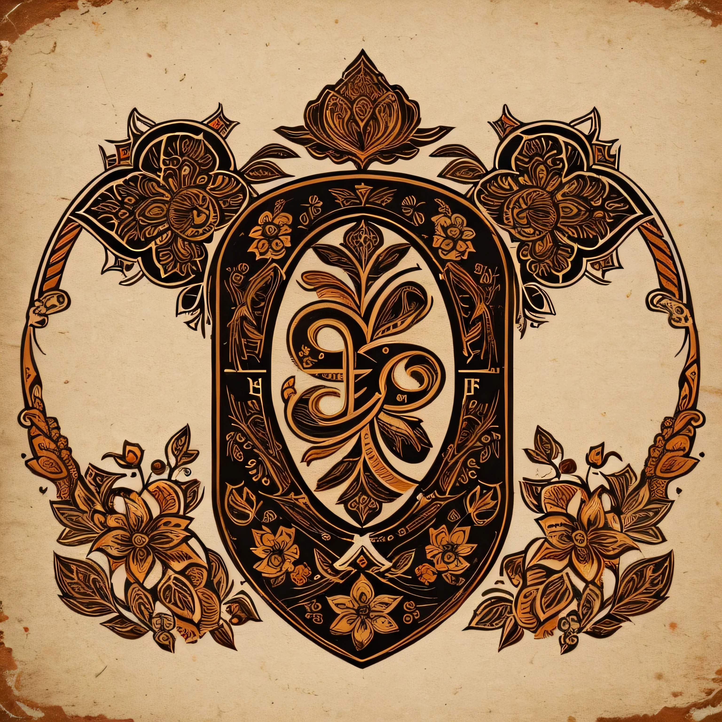 a beautiful detailed logo of a slavic folk and roll music band, intricate floral and ornamental design, elegant typography, warm earthy color palette, rustic and vintage aesthetic, woodcut style illustration, masterpiece, high resolution, photorealistic