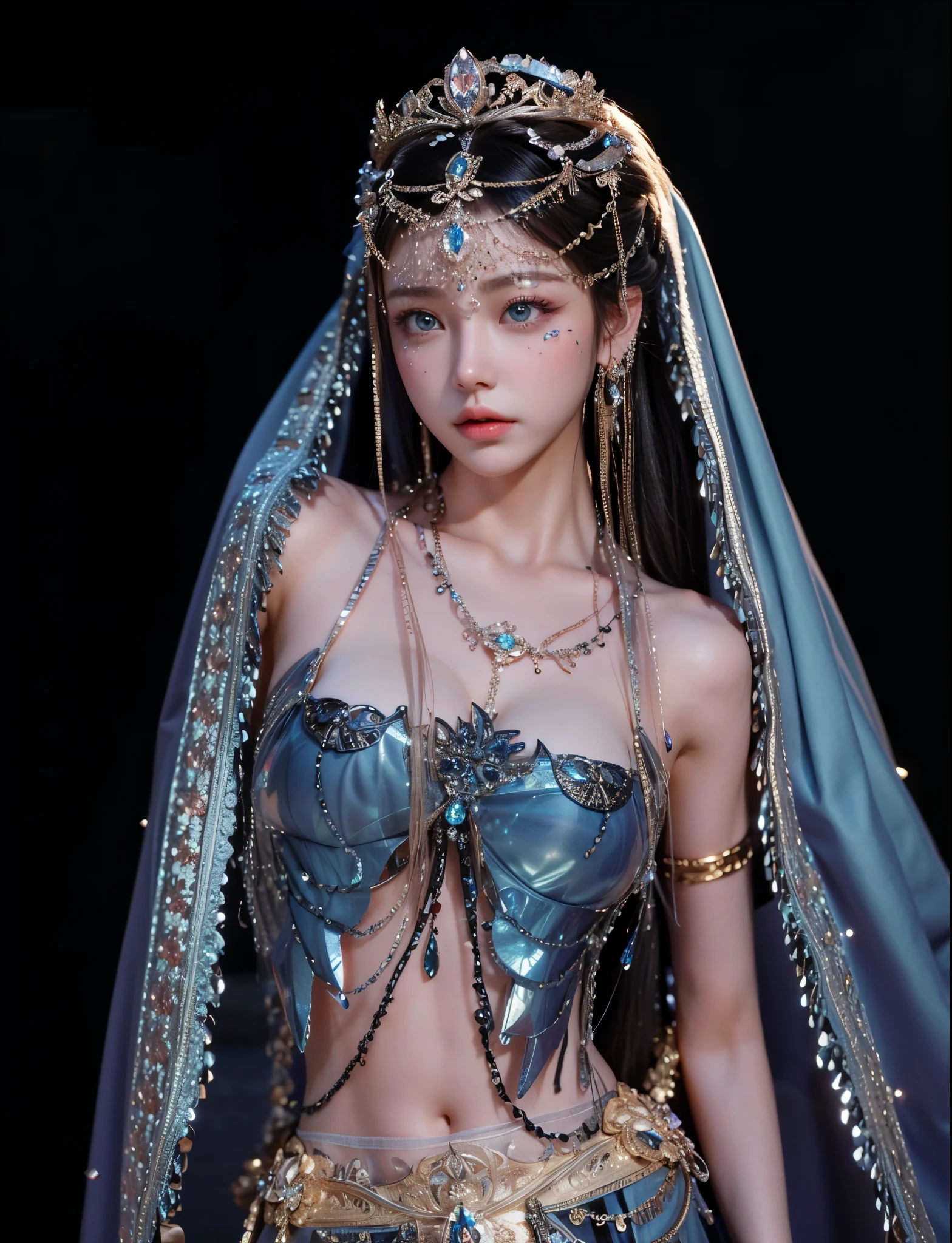Game Art,Best image quality,Maximum resolution,8k,(A half-length photo),(portrait),(Head close-up),(Rule of Thirds),Unreal Engine 5 rendering works,20 year old girl,((Queen)),The eyes are very detailed,(Large Breasts),Elegant and noble,Light,Light线追踪,Game CG,((3D Unreal Engine)),OC rendering reflection mode,4K,Ultra-clear,Sensual,Translucent lace,Fair and plump figure,Pretty Face,Light泽凝胶涂层,身着华贵礼服的Queen,Crystal Gem Crown,Necklace jewelry,blue eyes,The tattoo is very three-dimensional,Gorgeous and intricate tattoo designs,Ultra-clear portrait,Sexy body,Temple Princess,Sapphire eyes,Gorgeous clothes,