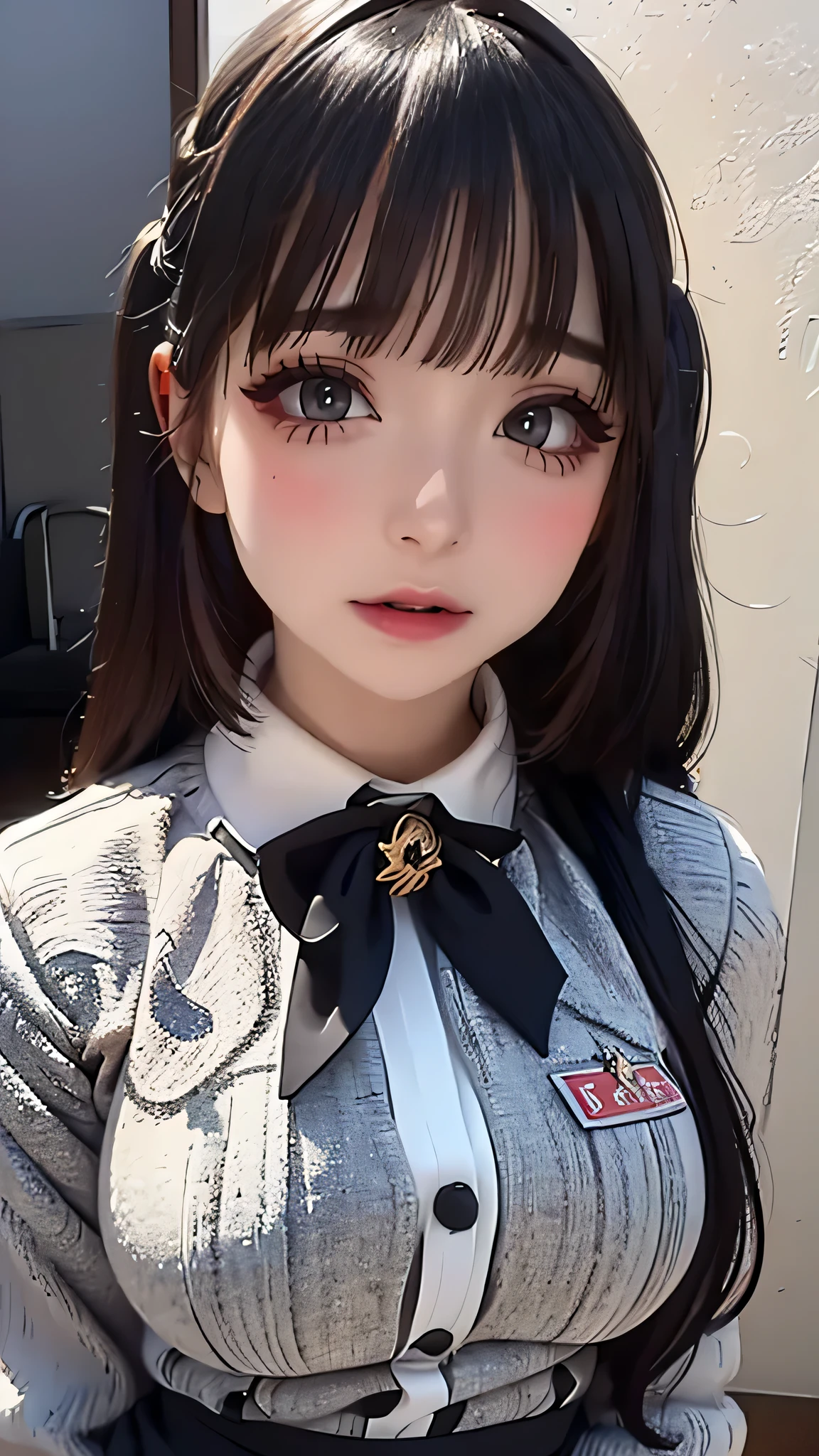 (random cute uniform),(random porn pose),(Thin type),(large breasts),(random hairstyle),(Highest image quality, (8K), Ultra-realistic, Best Quality, High quality, High Definition, high quality texture, high detailing, Beautiful detailed, fine detailed, extremely details CG, Detailed texture, realistic representation of face, masterpiece, presence),(wearing glasses:1.5)