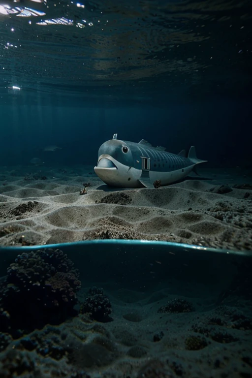 Crie uma imagem realista de melhor qualidade de uma pessoa em um submarino afundando no oceano