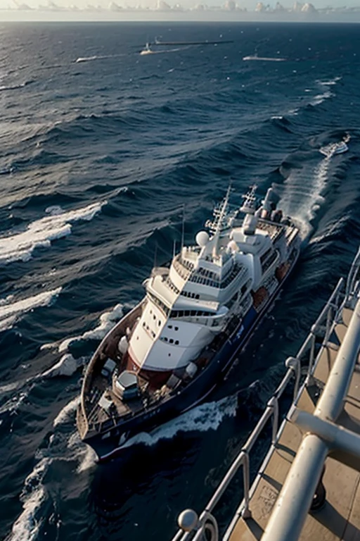 Crie a imagem de um navio afundando no oceano