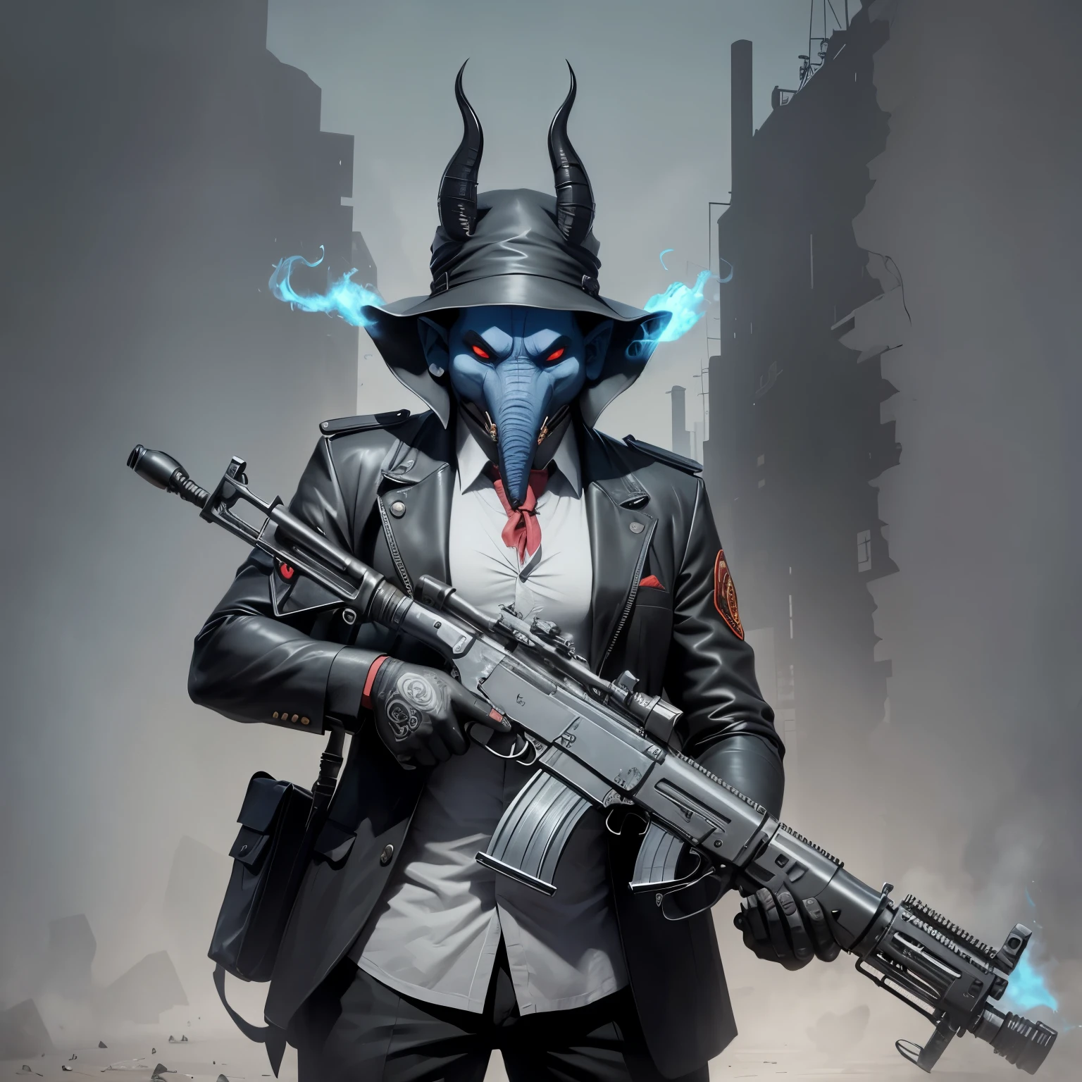 evil gangster ganesha, using ak47, dark art, obscure, darkweb, 4k