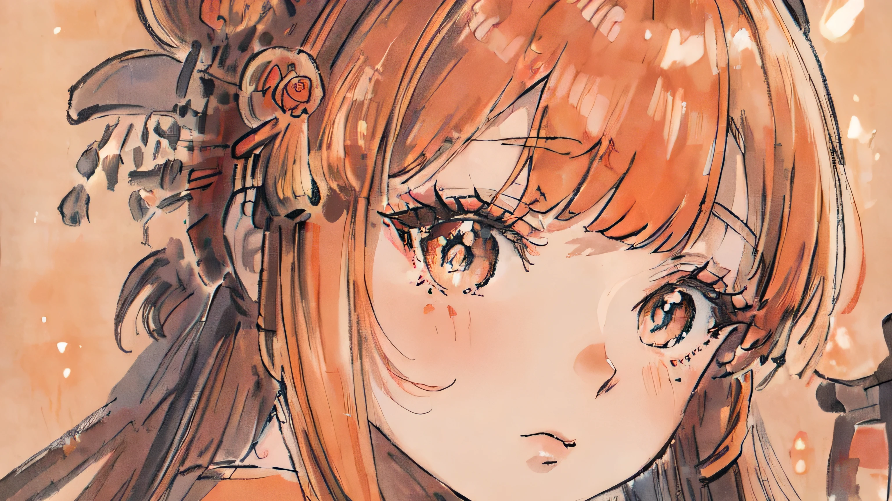 (((masterpiece,highest quality))),1 Female, one person,Orange Hair,Long Hair,(Japanese style:1.4),princess,(vitality),night, Super detailed eyes,Super detailed field,((Close-up))