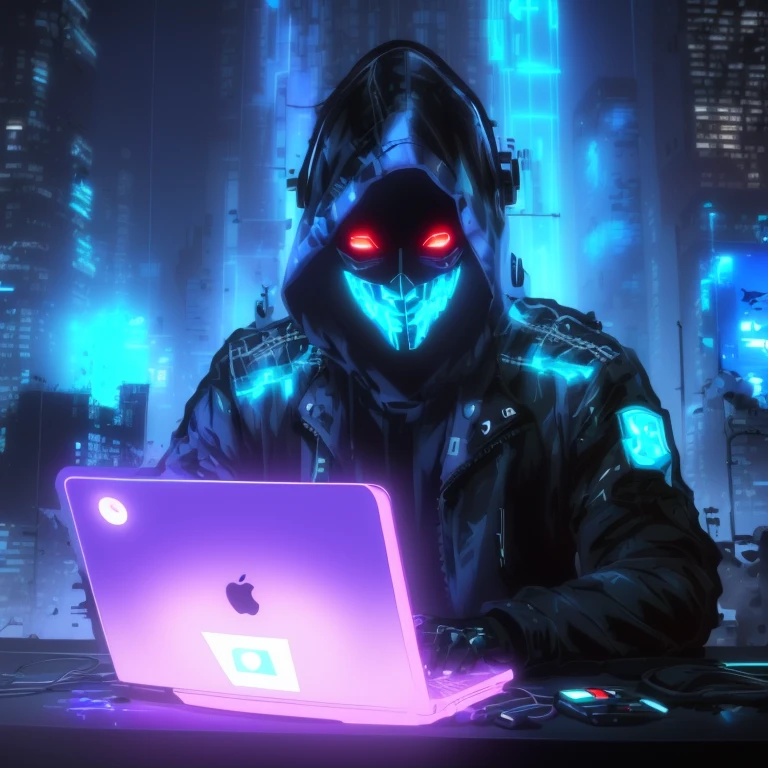 Manga,imagem arafada de uma pessoa com capuz usando um laptop, ciberpunk hacker, hacker, cibernegro, cyber style, hackear, hacknaut ciberpunk, ciberpunk))), tecnologia preta, cyber background, em uma cibercidade, ciberlox preto, Hackrobat!!!, Cyberwar, cyber city, of a cybernetic god, Cyberpsico