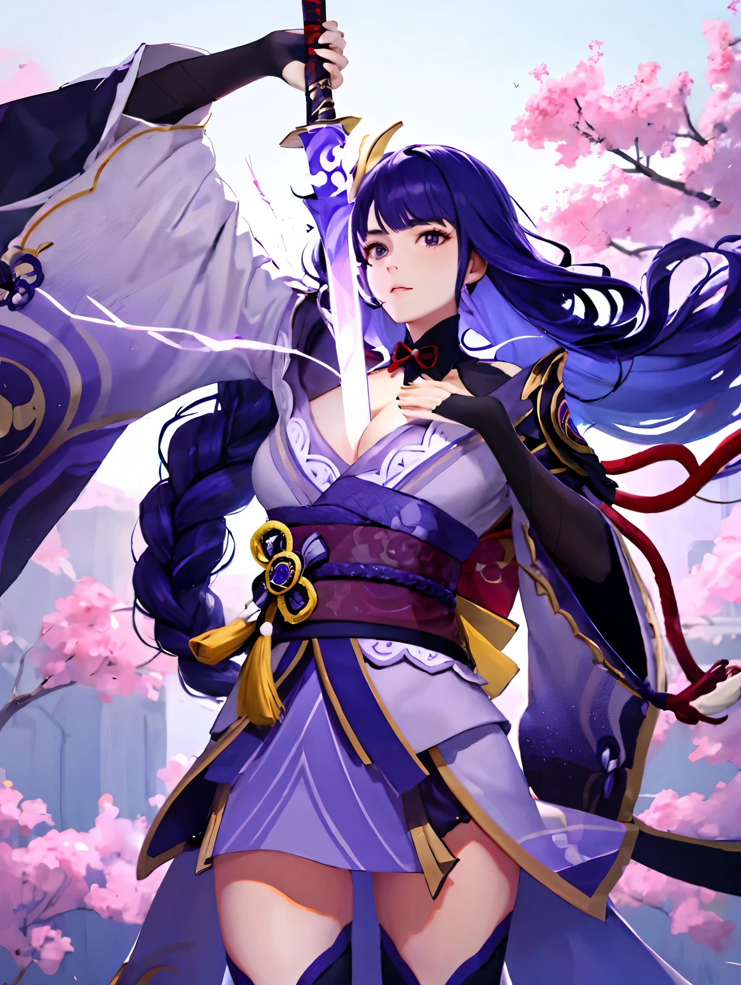 Raiden_shogun is pulling a blade from her chest