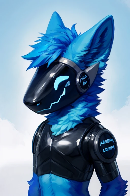 ,(( blue fur color with small amounts of white)) for body protogen with a black chest plate black metal armor chestplate) ) ,  looking at viewer , big chest , day, , sensual, detailed, uploaded to e621, beautiful and detailed portrait of an anthropomorphic , (((male))) uploaded to e621, zaush, foxovh, movie lighting, thicc, alone, detailed, 8k res, hires, detailed eyes, good anatomy, good perspective, towards viewer, by bebebebebe, by sicklyhypnos, by gerkk, by orf, nice hands, perfect hands, happy, romantic, ray tracing lighting, rtx on, By Bebebebebe, by SpiritD, by KOBITOWANI, best quality, masterpiece, perfect anatomy, detailed picture)), 1femboy, with a park sunny day background, profile picture artwork for profile picture, all blue eyes