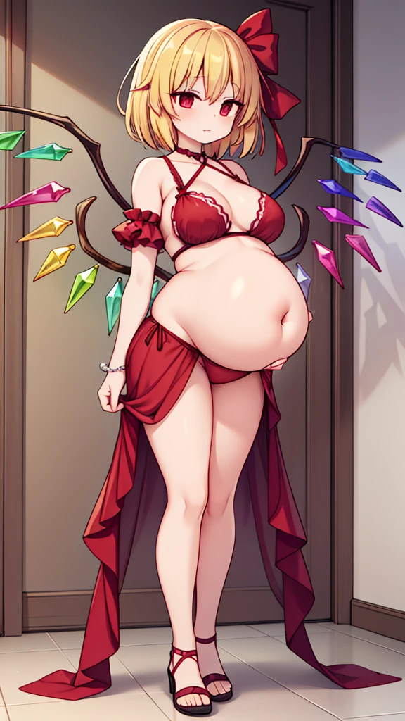 (Full body), An image of a pregnant girl with her belly on full display, Flandre scarlet