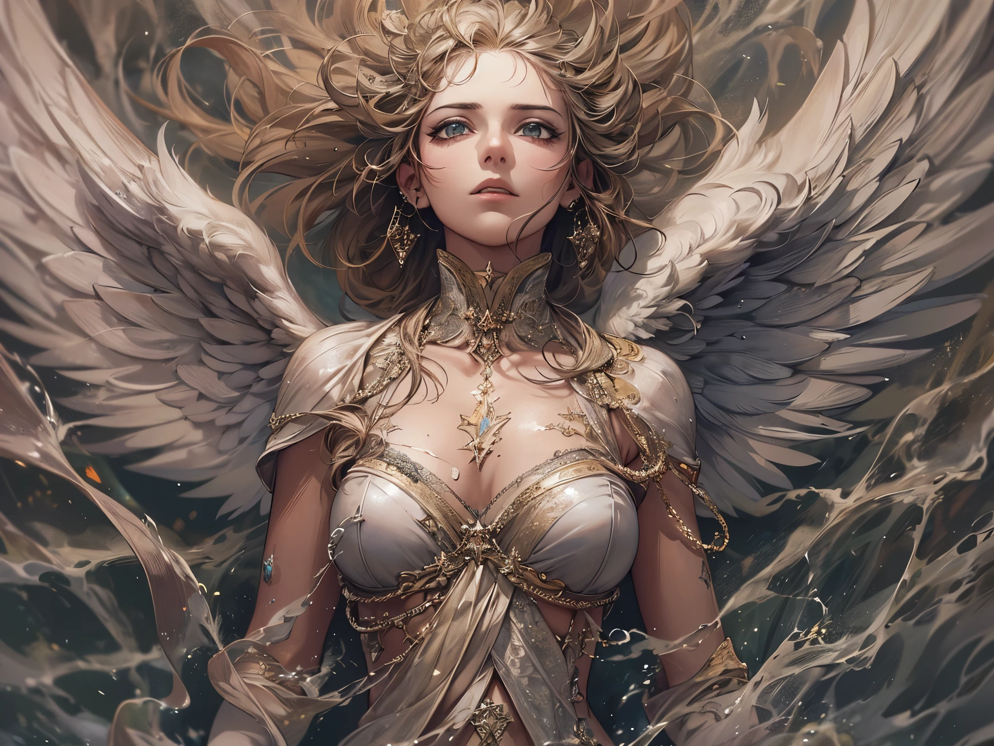 ((highest quality)),(Ultra-high resolution),(Very detailed),(Detailed Description),((The best CG)),(A masterpiece),Ultra-detailed art,Amazing drawing art,(Art with precise detail:1.5), (Female angels:1.4), Audible roar, In the Dark, Shaking, The earth cracks, Standing posture, justice, Legendary, Dissecting, Roar, lightning speed,