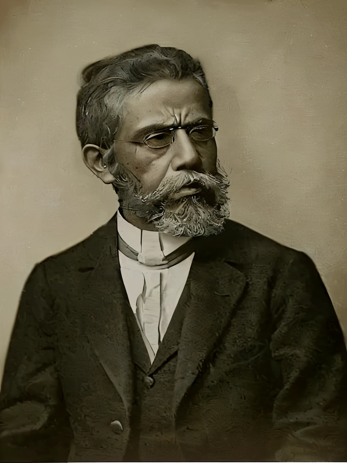 beautiful detailed portrait of Machado de Assis, intricate facial features, penetrating gaze, oil painting, classical style, chiaroscuro lighting, warm color tones, masterpiece, high resolution, photorealistic, extremely detailed, digital art