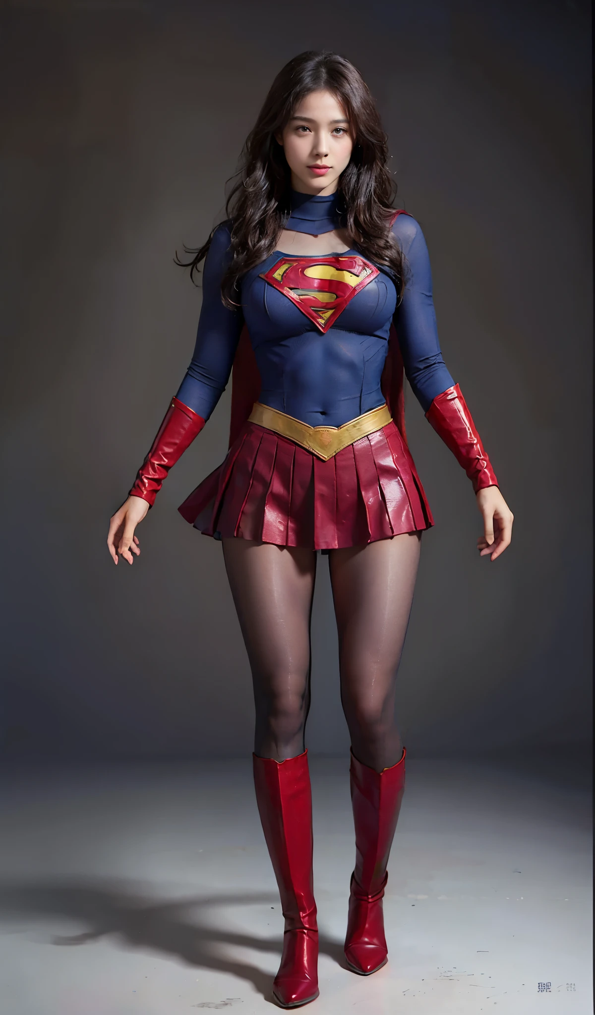 No background、(((Beautiful legs in black tights.)))、(((Legally express the beauty of your smile)))、((((Make the most of your original images)))、(((Body-hugging Supergirl costume)))、(((Supergirl Costume)))、(((Beautiful Hair)))、(((suffering)))、(((Please wear black tights....、Wear red boots)))、((Best image quality、8k))、((highest quality、8k、masterpiece:1.3))、(((Preserve background )))、Sharp focus:1.2、Beautiful woman with perfect figure:1.4、Slim Abs:1.2、Wet body:1.5、Highly detailed face and skin texture、8k