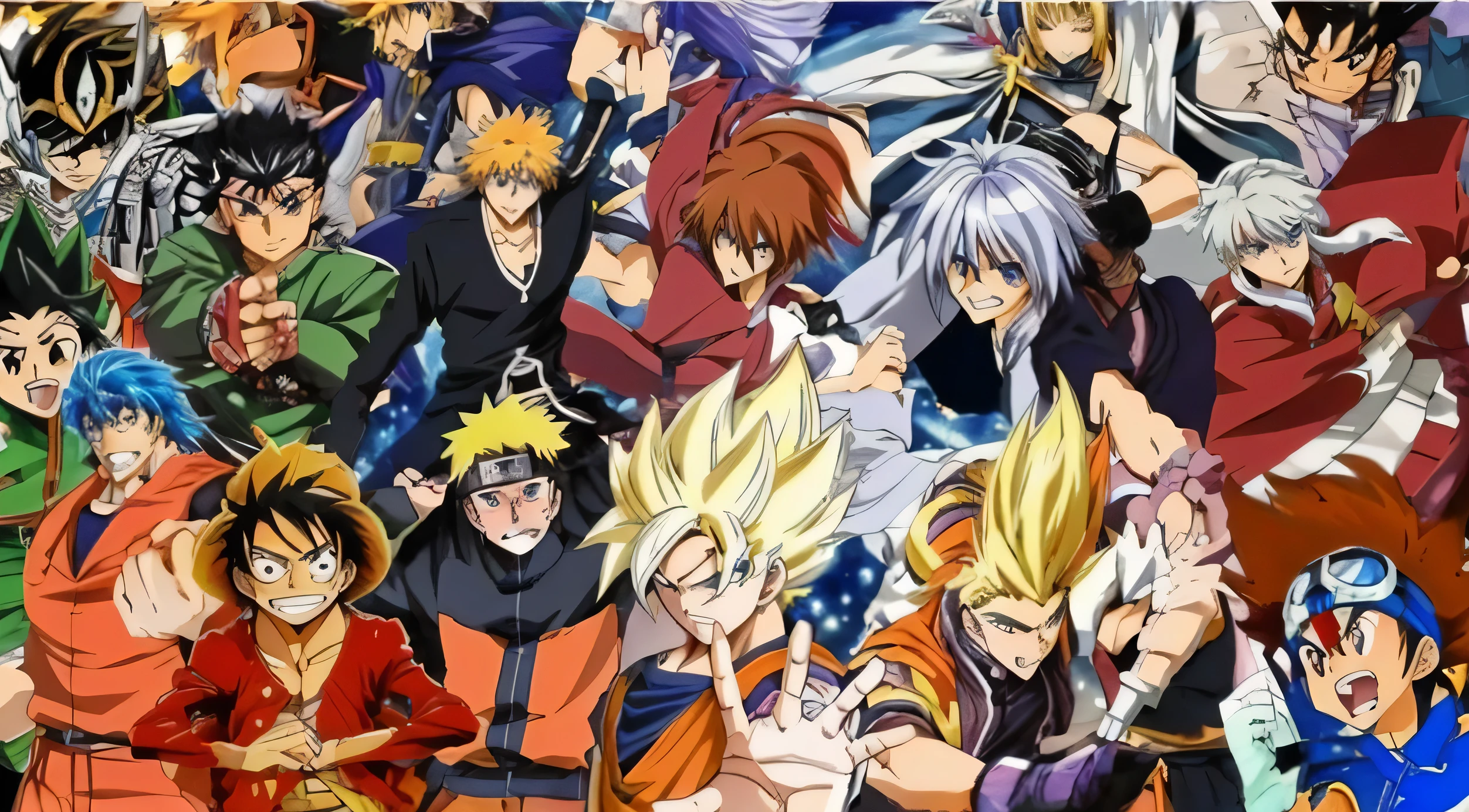 Un grupo de personajes de anime posando juntos para una foto., Anime Shonen, serie de anime, Ilustraciones de tendencias de anime, epic anime style, epic anime, Arte anime de moda, Arte anime de modawork, dibujos animados animados, anime de alta calidad, top 25 fantasy serie de anime, obra maestra del anime, pelea de anime, Estilo anime premiado, Anime de 9 0, Anime de los 90