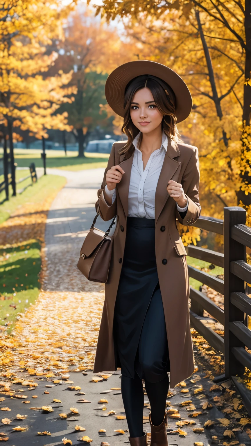 october month as a fantasy European hard working woman in autumn weather