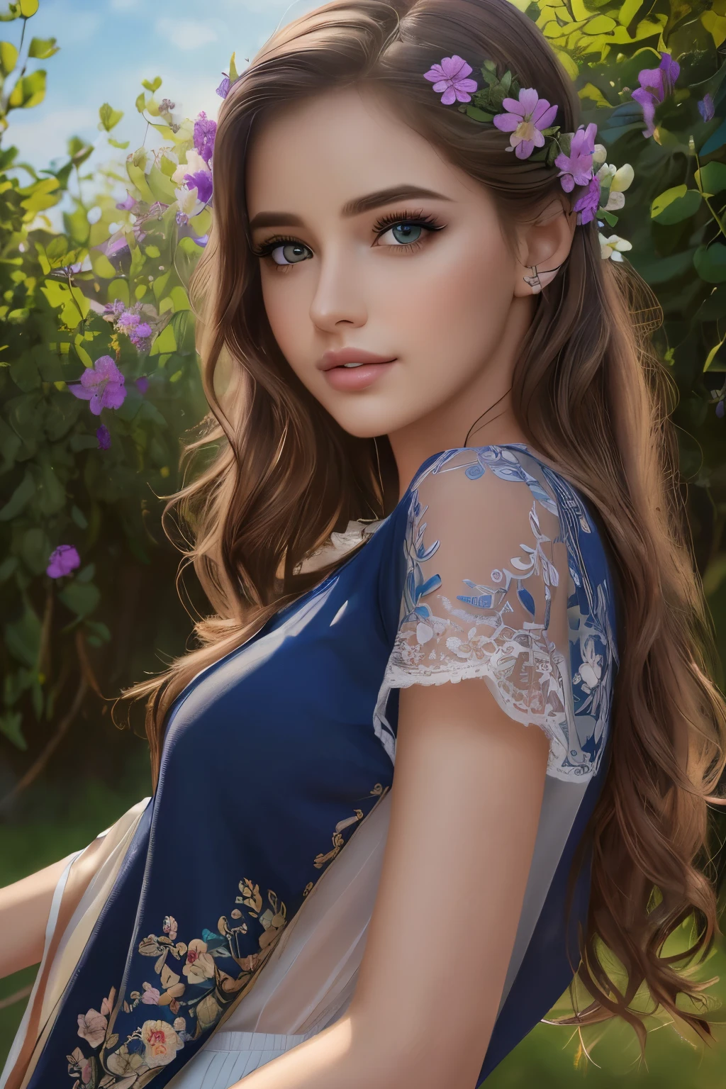 (best quality,4k,8k,highres,masterpiece:1.2),ultra-detailed,(realistic,photorealistic,photo-realistic:1.37),beautiful detailed eyes,beautiful detailed lips,extremely detailed eyes and face,longeyelashes,1girl,illustration,floral background,vivid colors,soft lighting