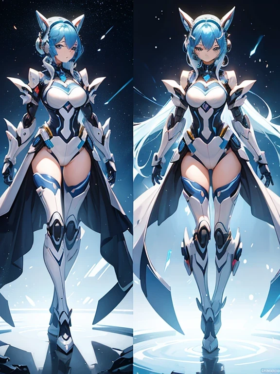 A woman transforms into a hero robot,
3-sided picture,
Character Design,
Cute and pretty,
Full Body Shot,
Can transform into any vehicle,