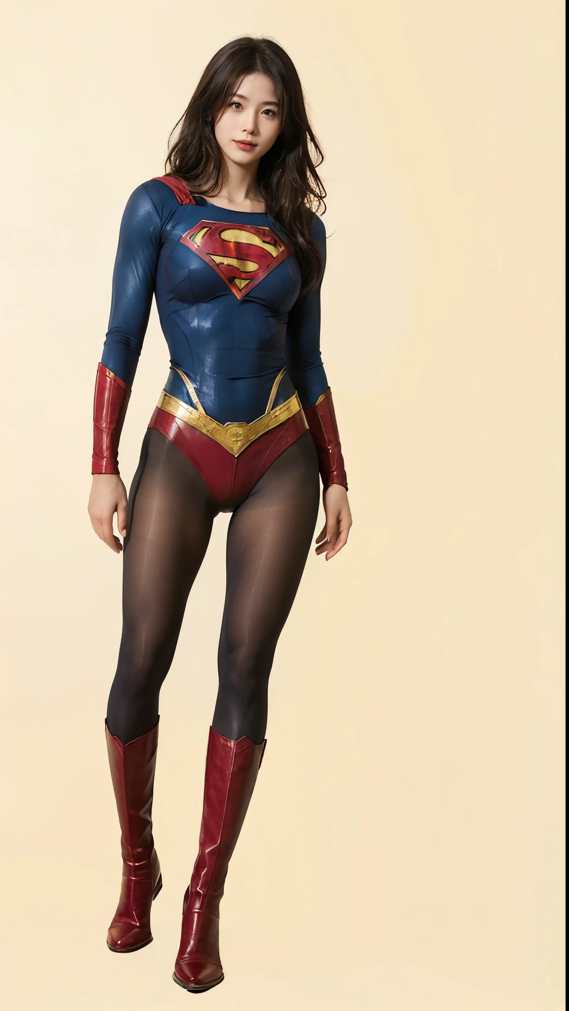 No background、(((Beautiful legs in black tights.)))、(((Legally express the beauty of your smile)))、((((Make the most of your original images)))、(((Body-hugging Supergirl costume)))、(((Supergirl Costume)))、(((Beautiful Hair)))、(((suffering)))、(((Please wear black tights....、Wear red boots)))、((Best image quality、8k))、((highest quality、8k、masterpiece:1.3))、(((Preserve background )))、Sharp focus:1.2、Beautiful woman with perfect figure:1.4、Slim Abs:1.2、Wet body:1.5、Highly detailed face and skin texture、8k
