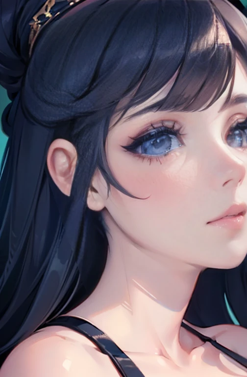 a beautiful woman, close-up portrait, detailed face, beautiful eyes, long eyelashes, detailed lips, detailed facial features, 1 girl, adult, sexy, Perfect body fittness, hyper detailed, ultra high definition, 8k, 2d render, dramatic lighting, cinematic, vibrant colors, moody, gritty