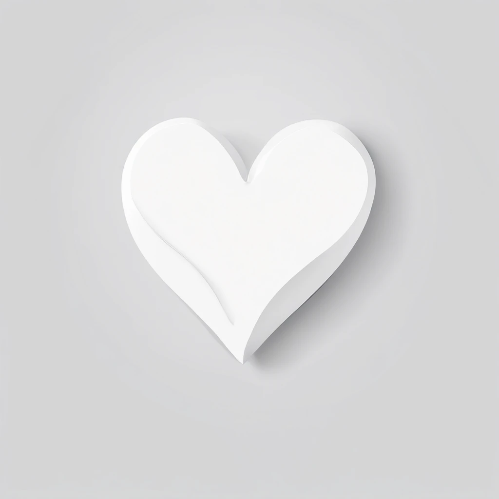 White heart on white background