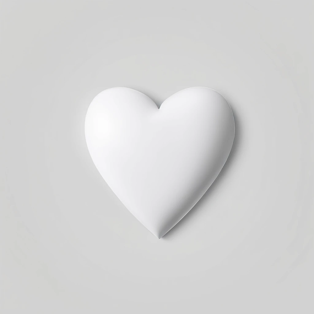 White heart on white background 