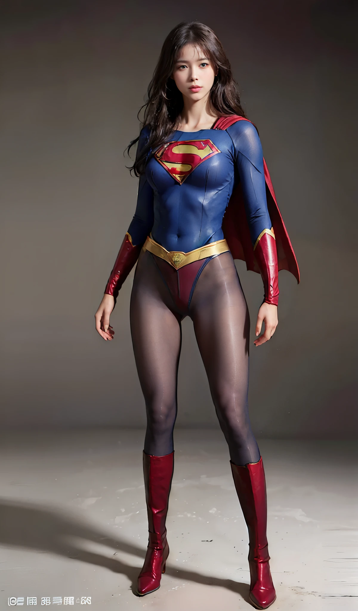 No background、(((Beautiful legs in black tights.)))、(((Legally express the beauty of your smile)))、((((Make the most of your original images)))、(((Body-hugging Supergirl costume)))、(((Supergirl Costume)))、(((Beautiful Hair)))、(((suffering)))、(((Please wear black tights....、Wear red boots)))、((Best image quality、8k))、((highest quality、8k、masterpiece:1.3))、(((Preserve background )))、Sharp focus:1.2、Beautiful woman with perfect figure:1.4、Slim Abs:1.2、Wet body:1.5、Highly detailed face and skin texture、8k