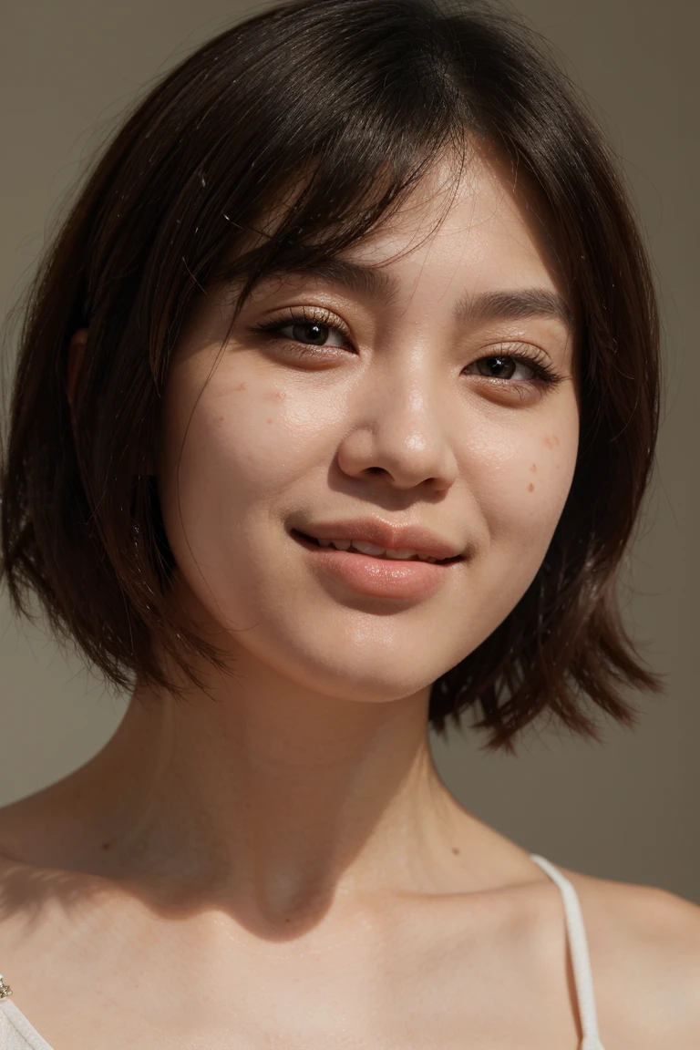 Korean, 1girl, short-hair, close-up,
Finger touching lips, high detail, high quality, masterpiece, high_resolution, best detail, smile, best light