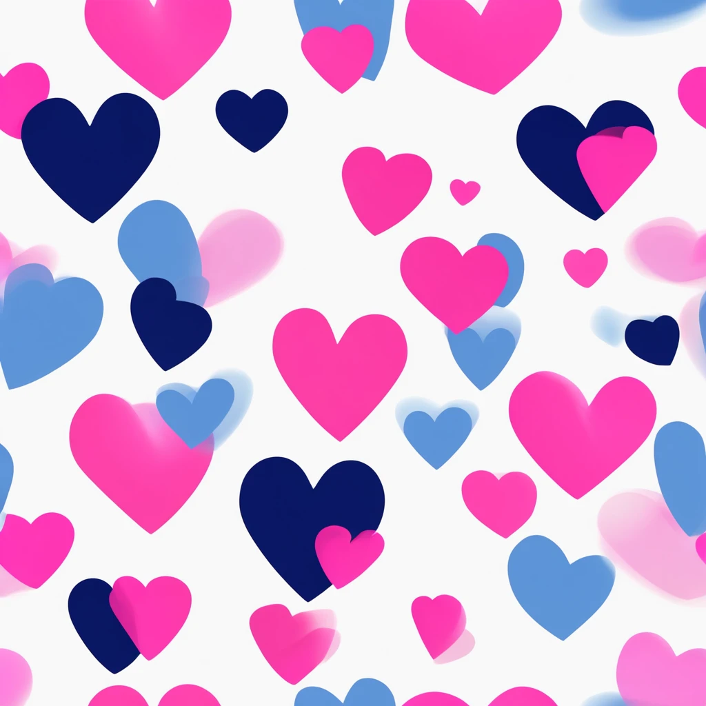 Transparent heart on Transparent background neon pink and dark blue hearts sparkly 