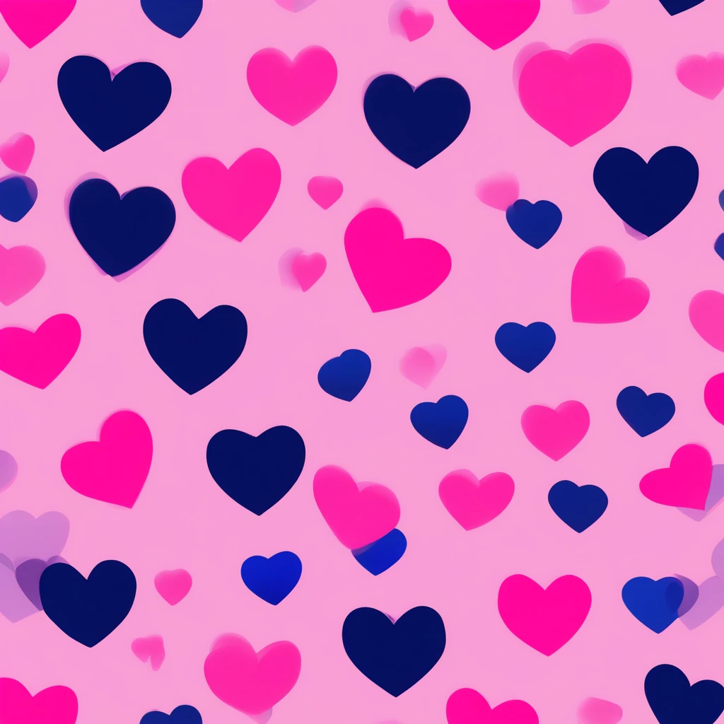 Transparent heart on Transparent background neon pink and dark blue hearts sparkly