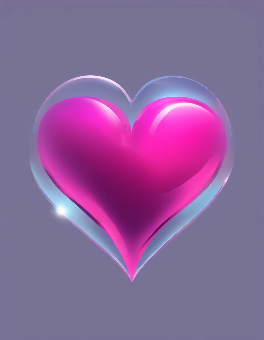 Transparent heart on Transparent background with  neon pink and dark blue  sparkly hearts