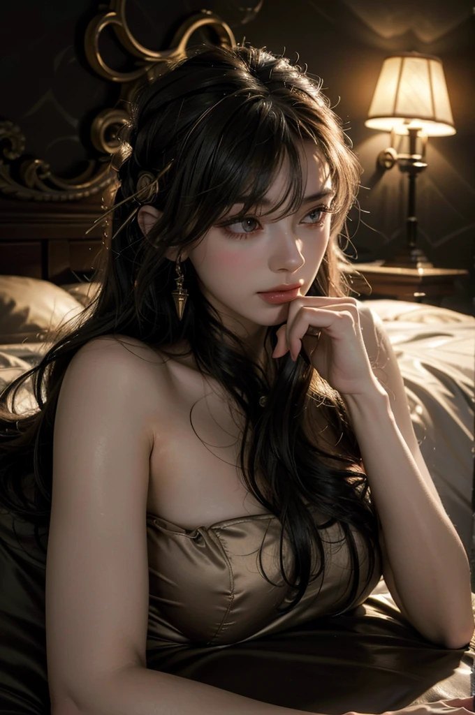 a beautiful russian woman sleeping in a bed, highly detailed, photorealistic, 8k, hyper realistic, masterpiece, intricate details, porcelain skin, long flowing hair, peaceful expression, soft lighting, warm colors, plush bedding, atmospheric, cinematic composition, chiaroscuro lighting, dramatic shadows, depth of field, volumetric lighting