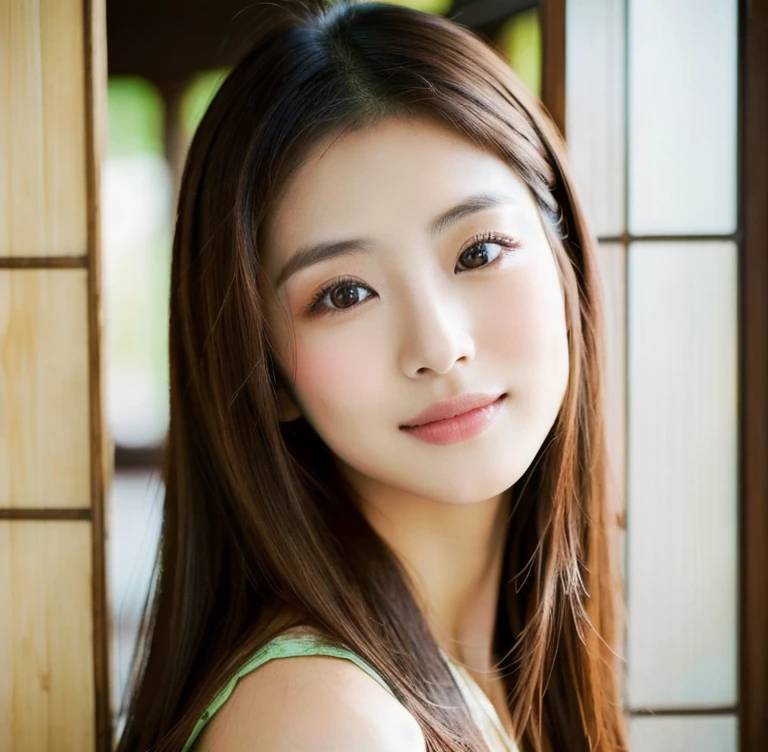 Close-up of a woman in a green dress posing for a photo., Gorgeous Chinese model, หญิงKorean girlที่งดงาม, beautiful south korean women, หญิงKorean girlที่สวยงาม, beautiful asian girl, Cute young man with a sweet Asian face, Chinese girl, Asian girl with long hair, The face of a beautiful Japanese girl, Korean girl, Cute girl - clear face, Japanese model, Beautiful Asian woman