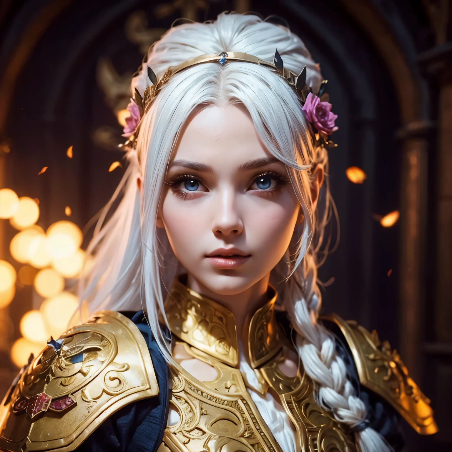 3D CGI Superhero beauty young girl in medieval suit tatical ornad armor