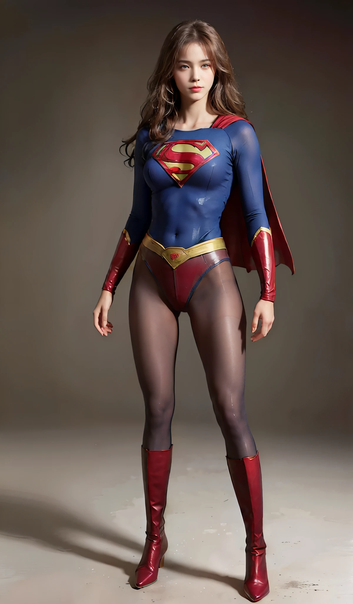 No background、(((Beautiful legs in black tights.)))、(((Legally express the beauty of your smile)))、((((Make the most of your original images)))、(((Body-hugging Supergirl costume)))、(((Supergirl Costume)))、(((Beautiful Hair)))、(((suffering)))、(((Please wear black tights....、Wear red boots)))、((Best image quality、8k))、((highest quality、8k、masterpiece:1.3))、(((Preserve background )))、Sharp focus:1.2、Beautiful woman with perfect figure:1.4、Slim Abs:1.2、Wet body:1.5、Highly detailed face and skin texture、8k