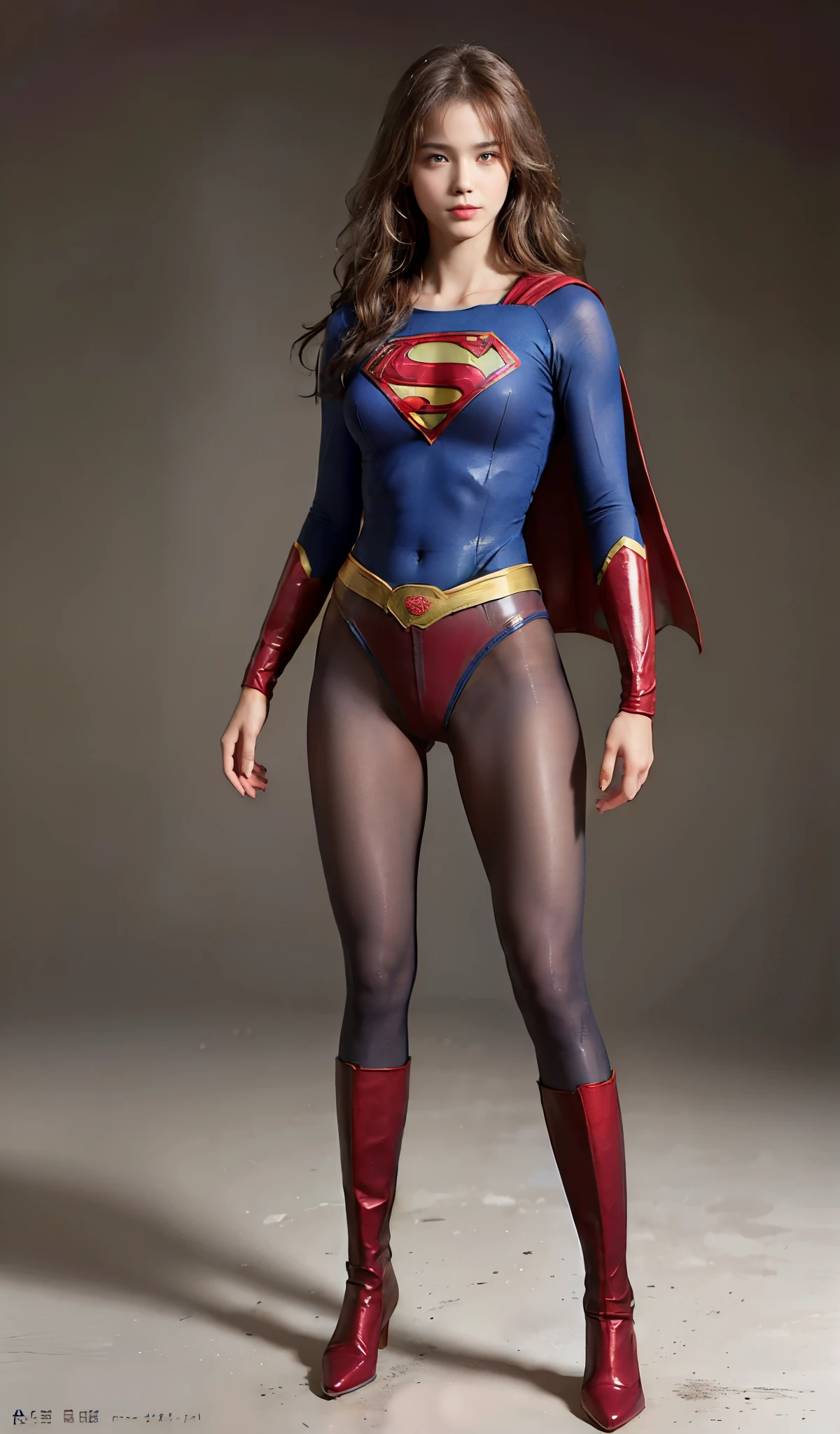 No background、(((Beautiful legs in black tights.)))、(((Legally express the beauty of your smile)))、((((Make the most of your original images)))、(((Body-hugging Supergirl costume)))、(((Supergirl Costume)))、(((Beautiful Hair)))、(((suffering)))、(((Please wear black tights....、Wear red boots)))、((Best image quality、8k))、((highest quality、8k、masterpiece:1.3))、(((Preserve background )))、Sharp focus:1.2、Beautiful woman with perfect figure:1.4、Slim Abs:1.2、Wet body:1.5、Highly detailed face and skin texture、8k