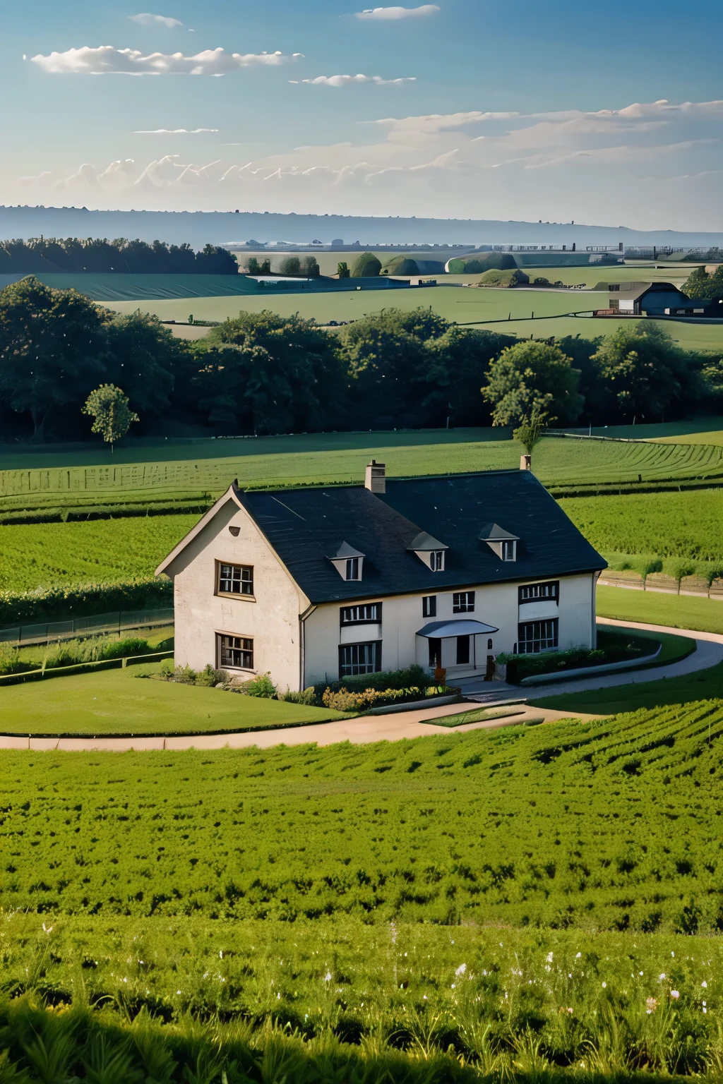 A very beautiful house in the fresh field with beautiful wheather