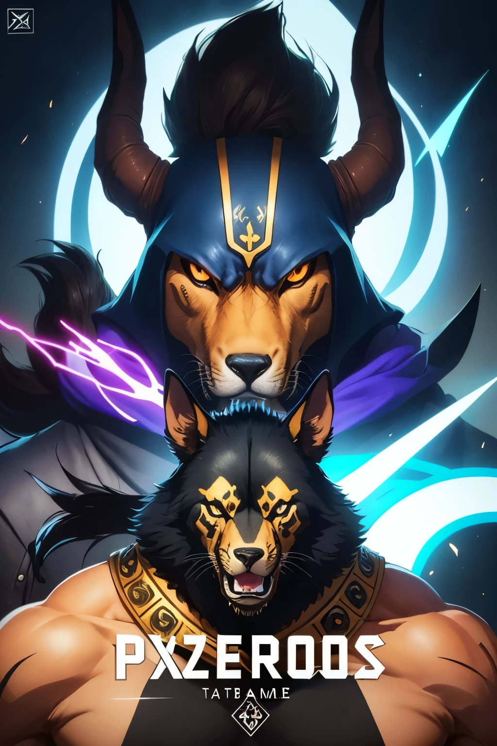 ((melhor qualidade)), create a logo for a battle royale game team with the name PARADOX being the main name of the image using a large font and using an ANUBIS as the main character with a threatening expression

