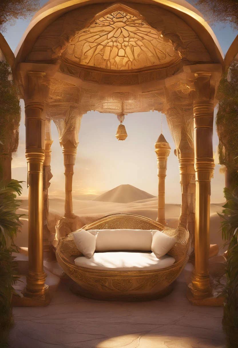 A space for relaxation,Egyptian-style gazebo,??????,Meditation Room,A place to relax,Warm Architecture,Gentle sunlight,Utopia.