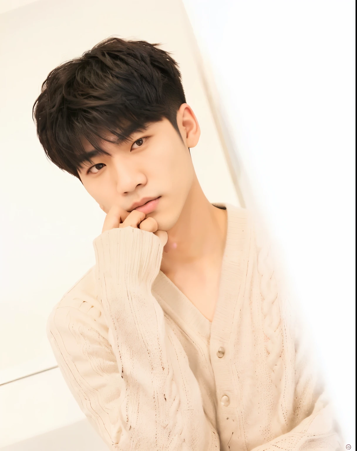 arafed asian man with a short haircut and a sweater, ateez, Jung Wooyoung , wooyoung, inspirado en wooyoung, de mi parte, inspirado en wooyoung , Jung wooyoung , Jung Wooyoung , pintar ulzzang, Jung wooyoung g, un hombre guapo,pelo corto negro, Jung Wooyoung